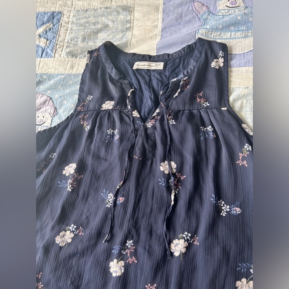 Abercrombie & Fitch Womens Floral Navy Sleeveless Boho Midi Dress Medium - Picture 3 of 12